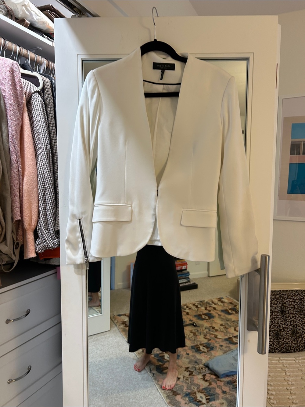 Rag and bone Women's White Open-Front Blazer